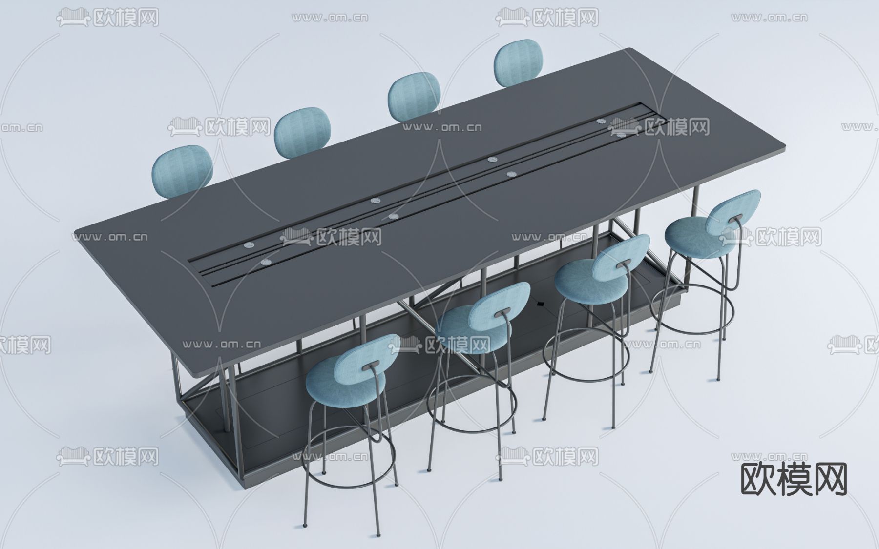 吧台桌椅su模型下载（渲染图1）