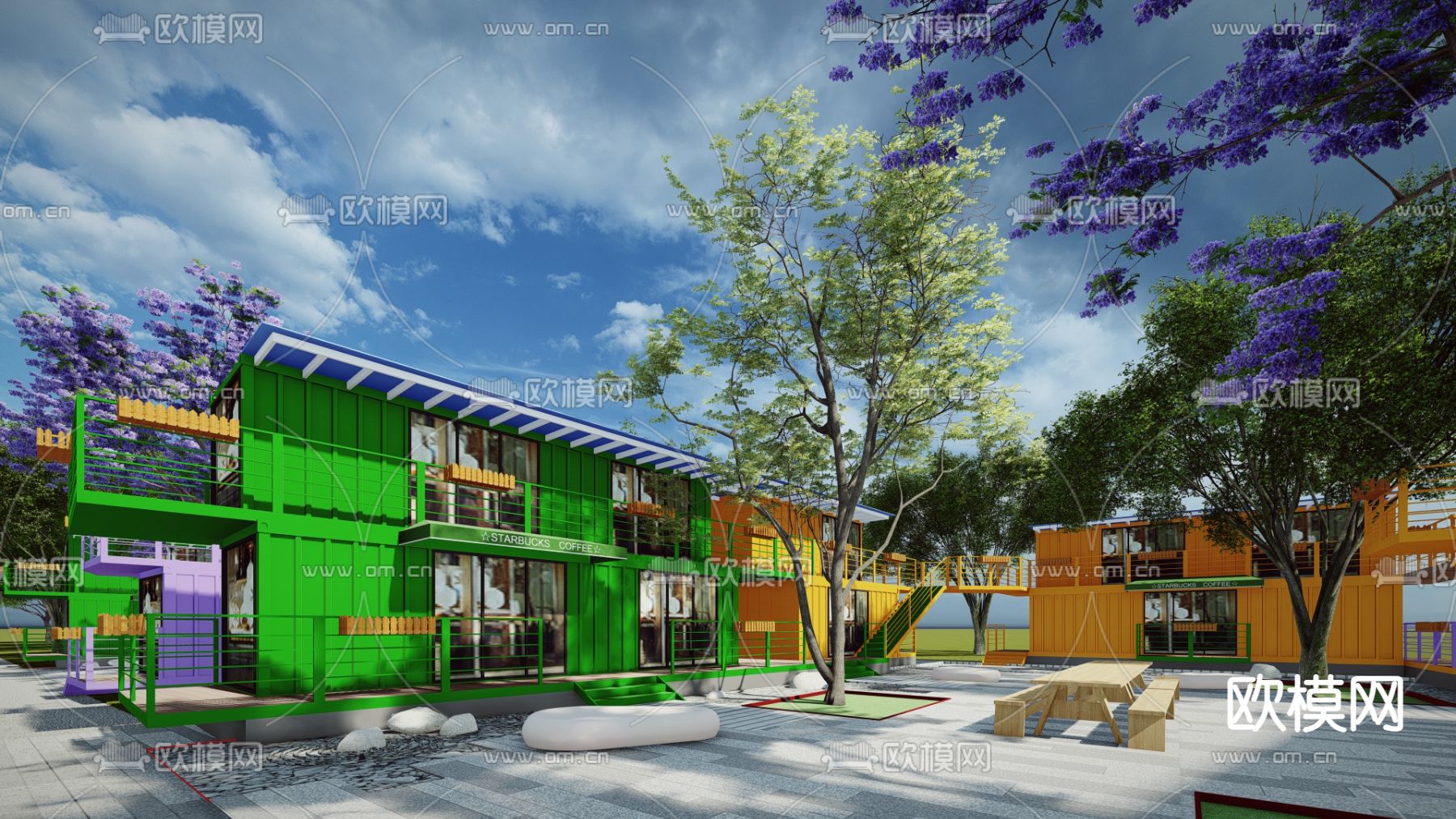 工业风集装箱外观su模型下载（渲染图1）