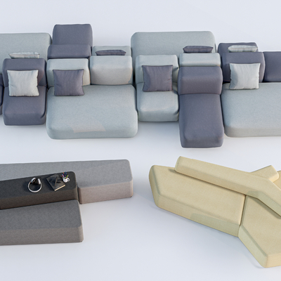  卡座沙发 休闲沙发su模型 