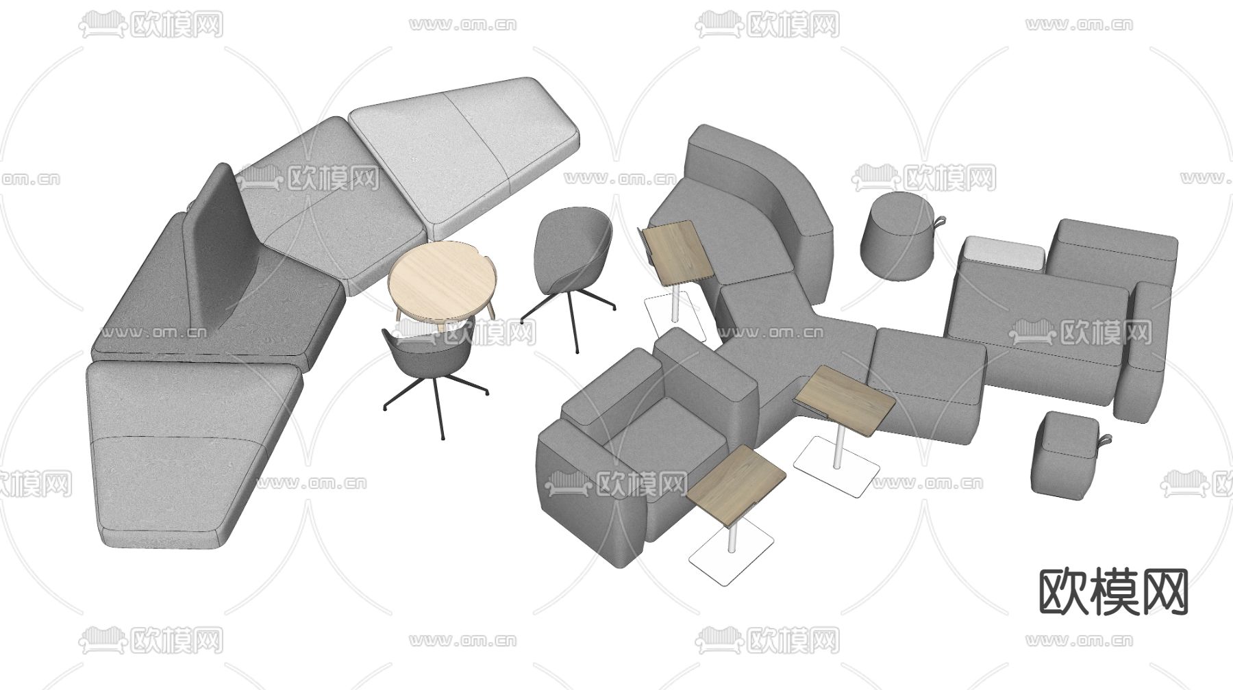 卡座沙发 休闲沙发su模型下载（渲染图2）