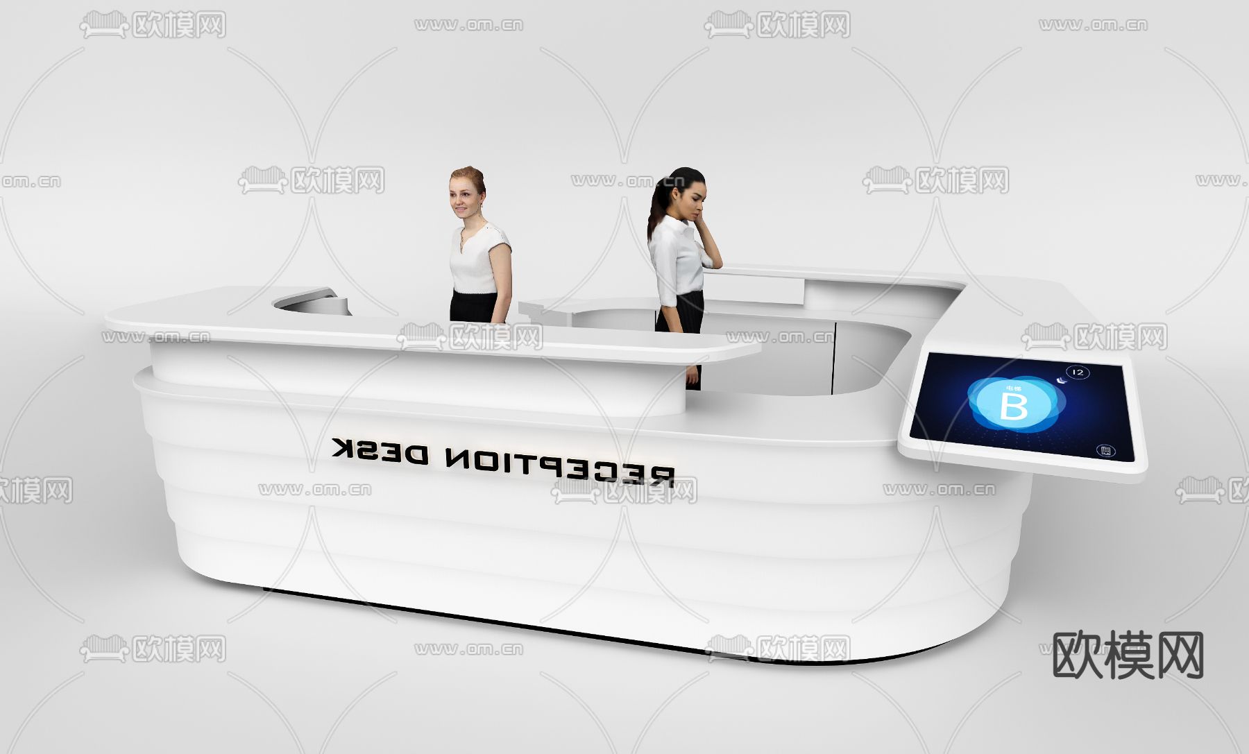 办公前台 接待台su模型下载（渲染图1）