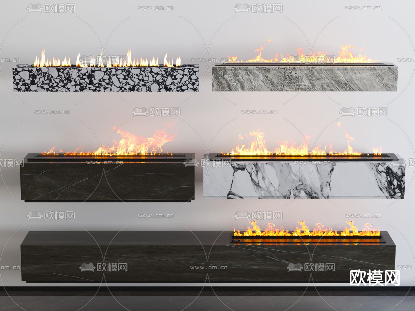 电子壁炉 嵌入式壁炉3d模型下载