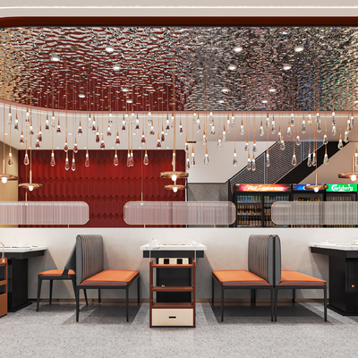  现代火锅店su模型 