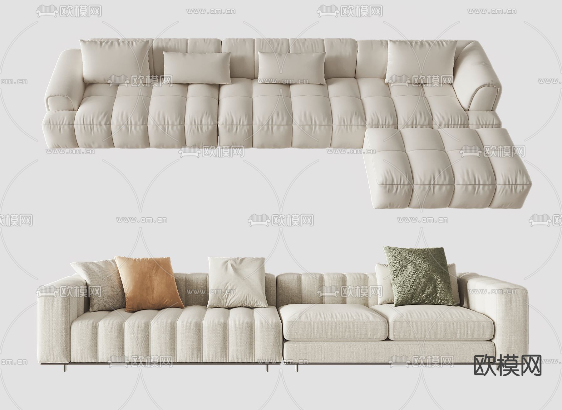 Minotti 多人沙发su模型下载（渲染图1）