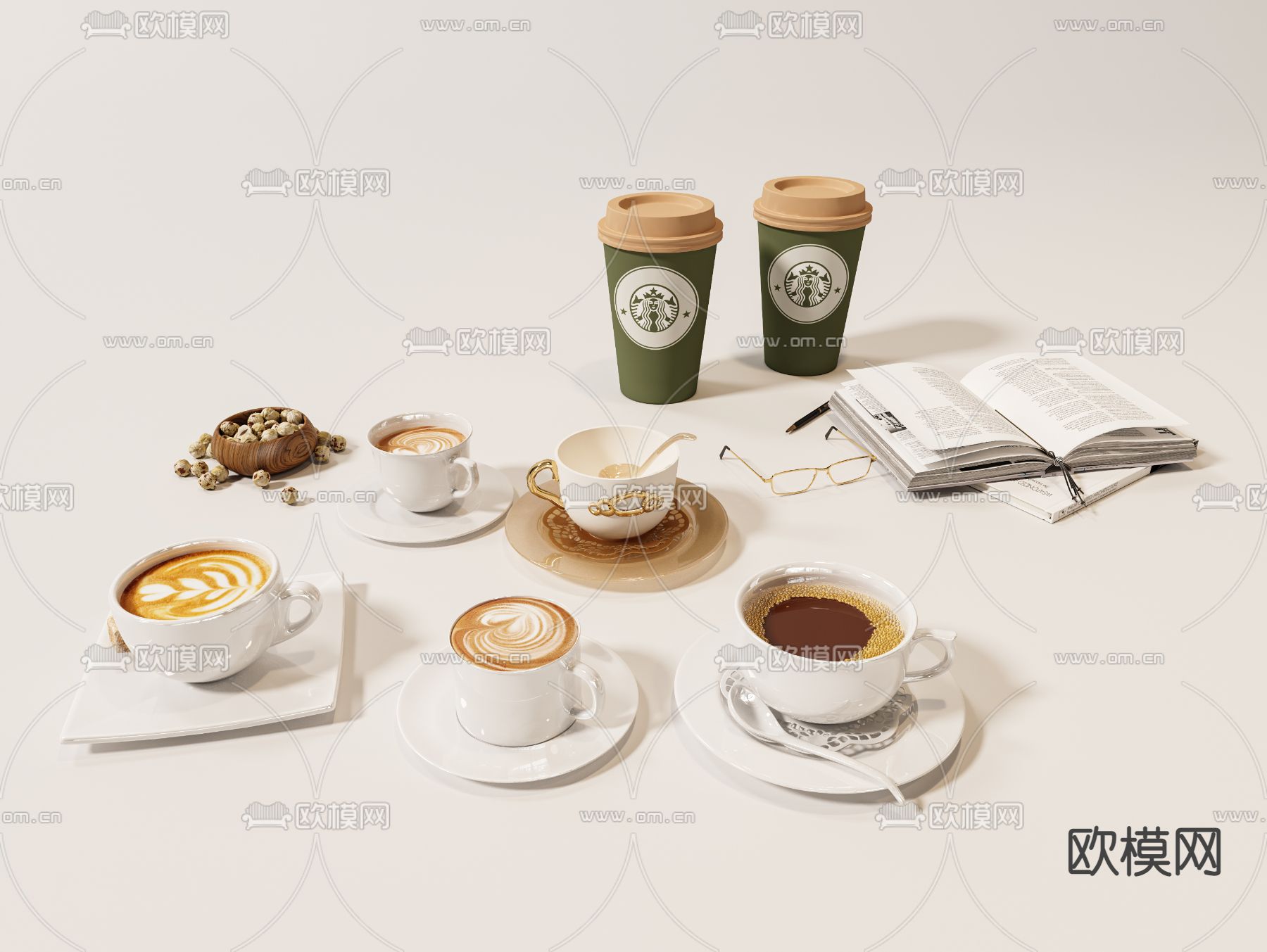 现代咖啡杯咖啡su模型