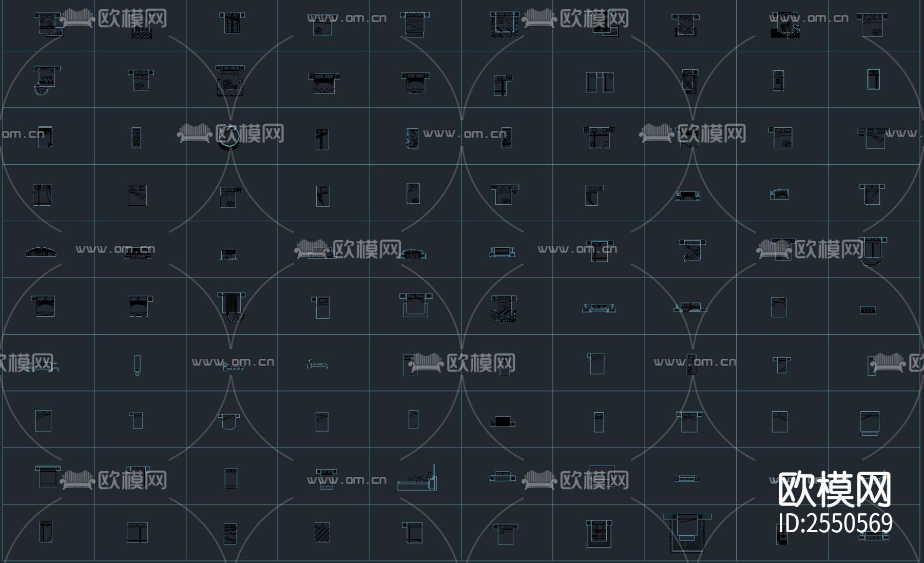 1000款床具CAD施工图下载（渲染图5）