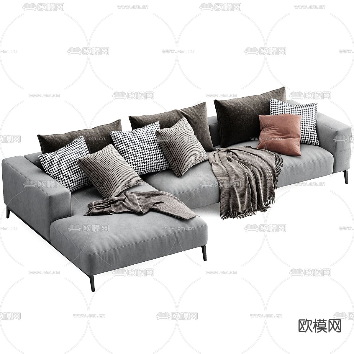 转角沙发 多人沙发3d模型下载（渲染图3）