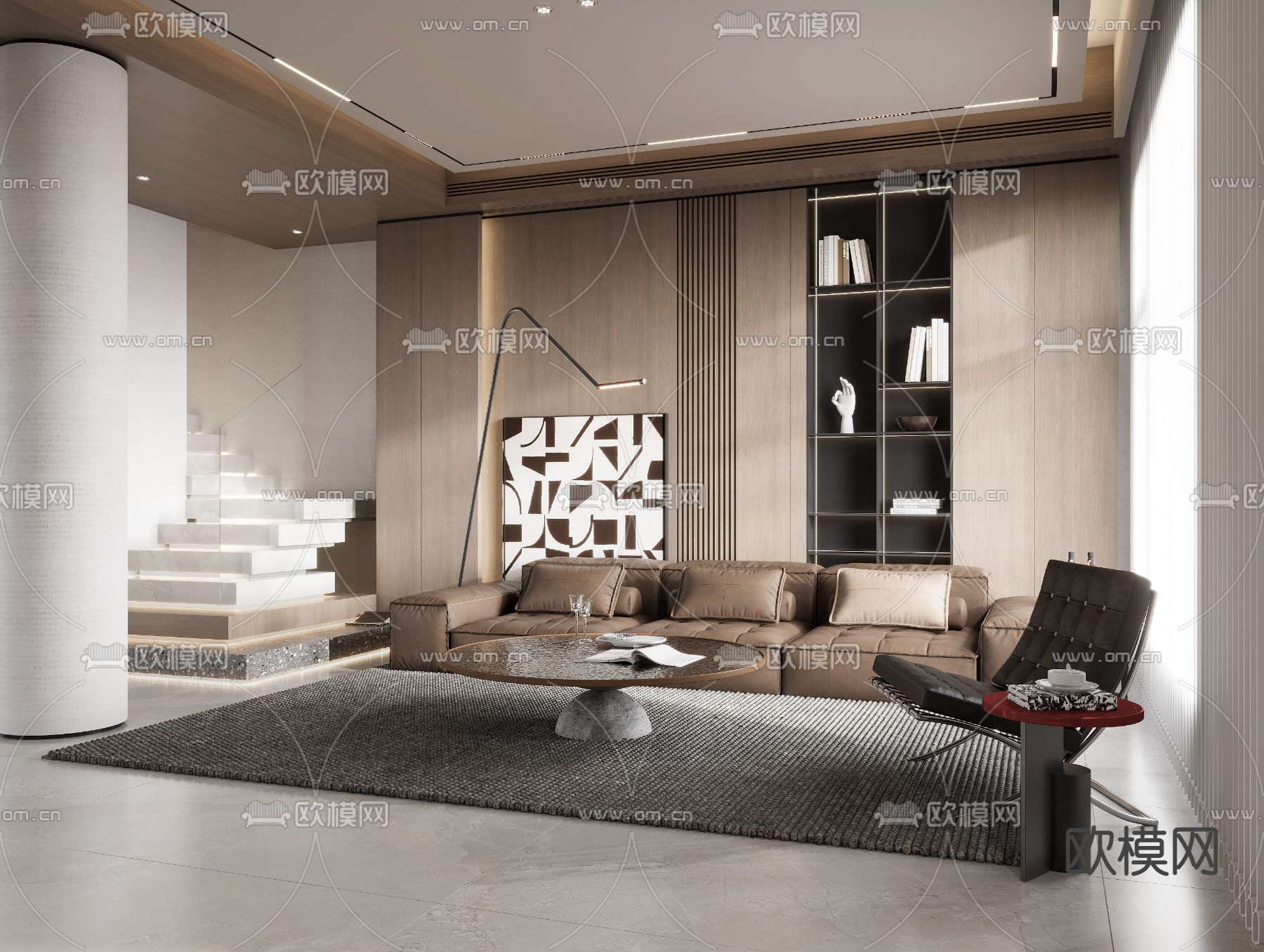 现代客厅 餐厅3d模型下载（渲染图5）