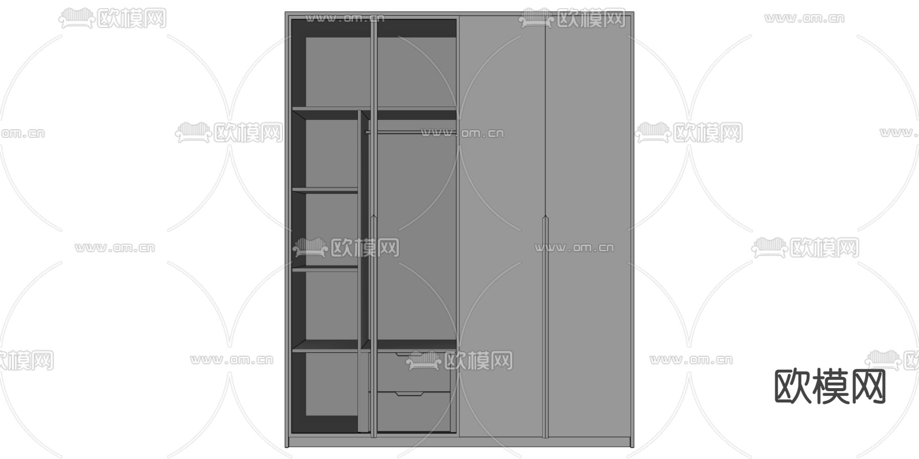 现代衣柜su模型下载（渲染图2）