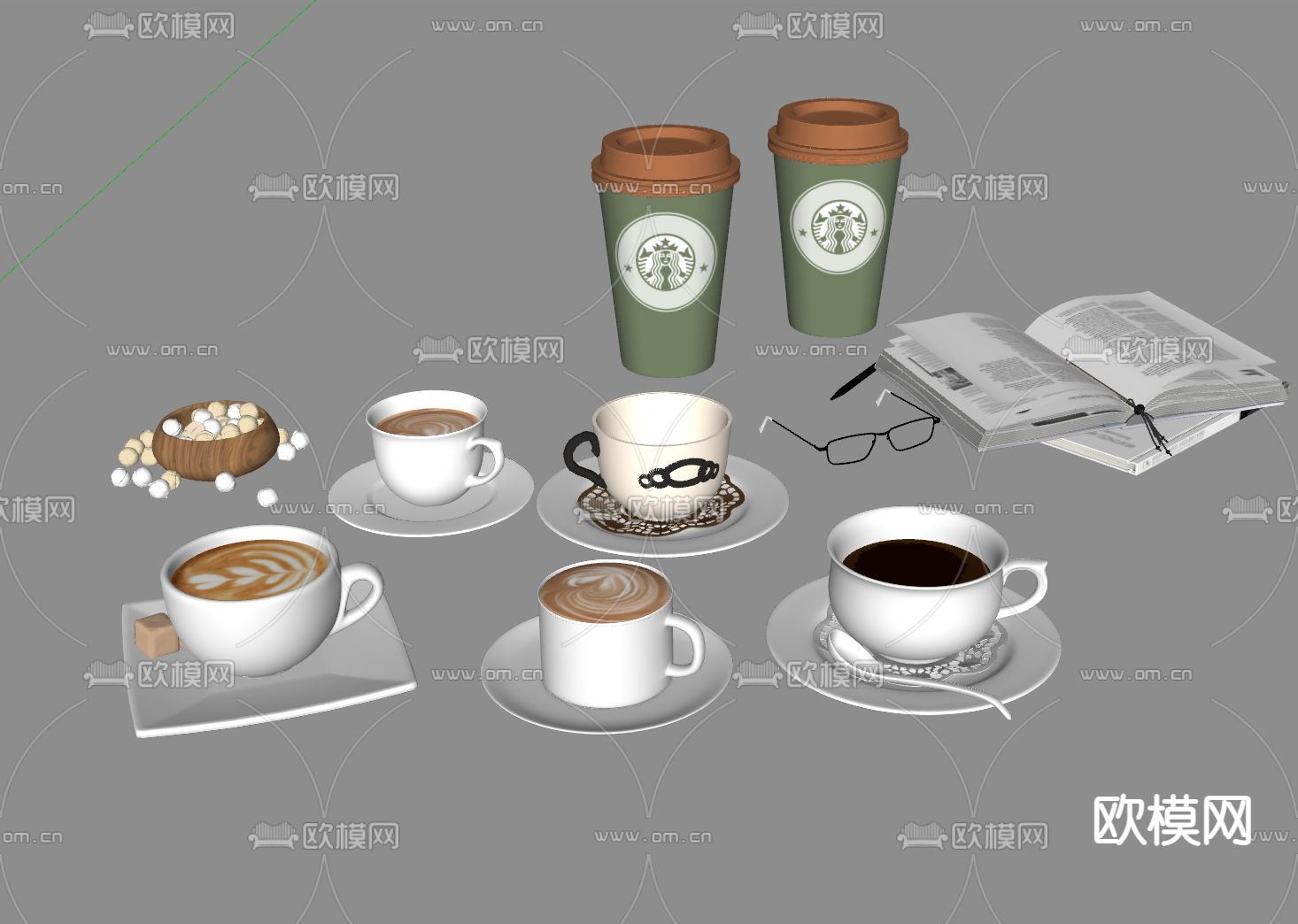 现代咖啡杯咖啡su模型