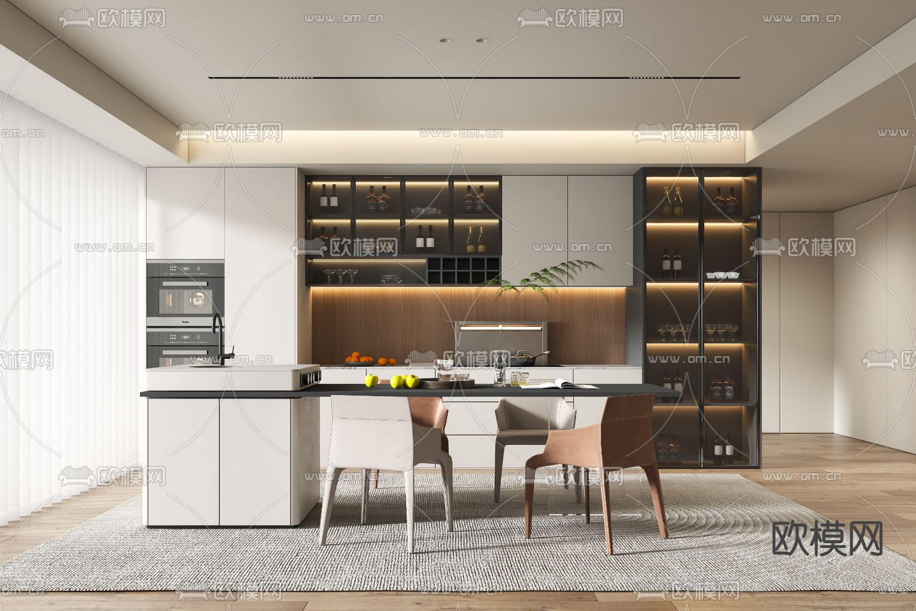 中岛台餐厅su模型