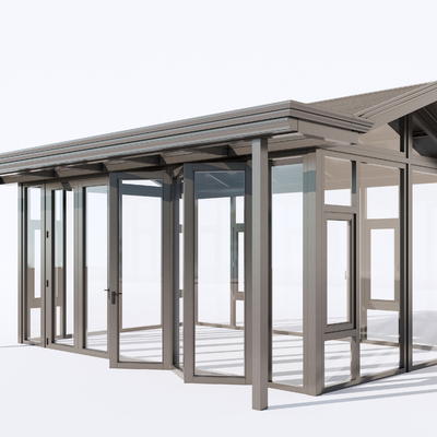  阳光房 玻璃房 玻璃花房su模型 