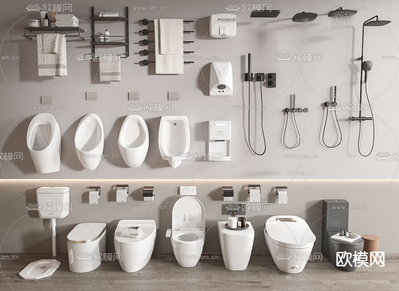 蹲便器 小便斗 马桶 淋浴花洒3d模型下载