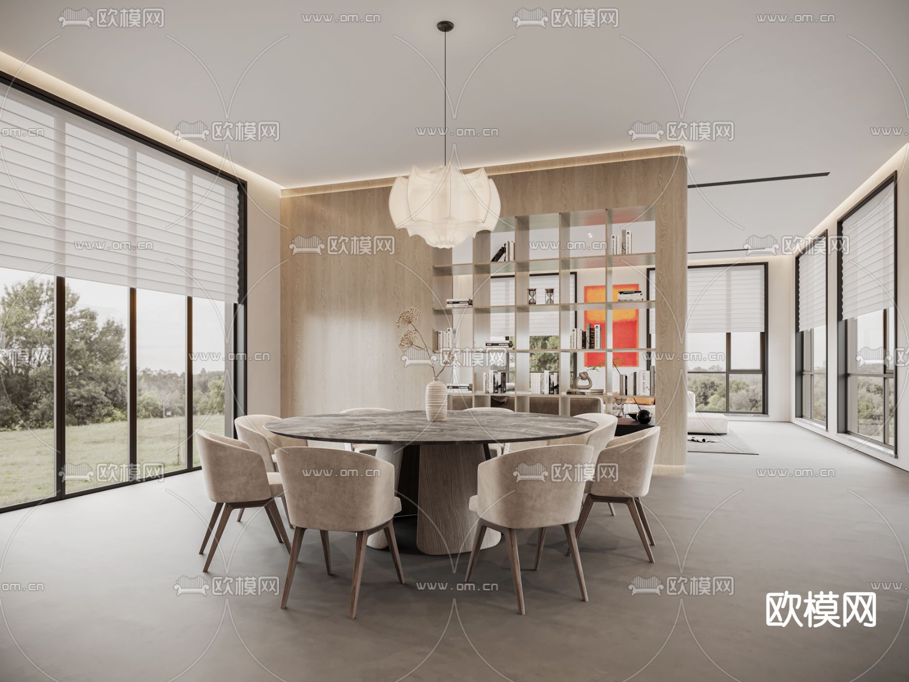 现代餐厅3d模型下载_ID10000530_3dmax免费模型-欧模网