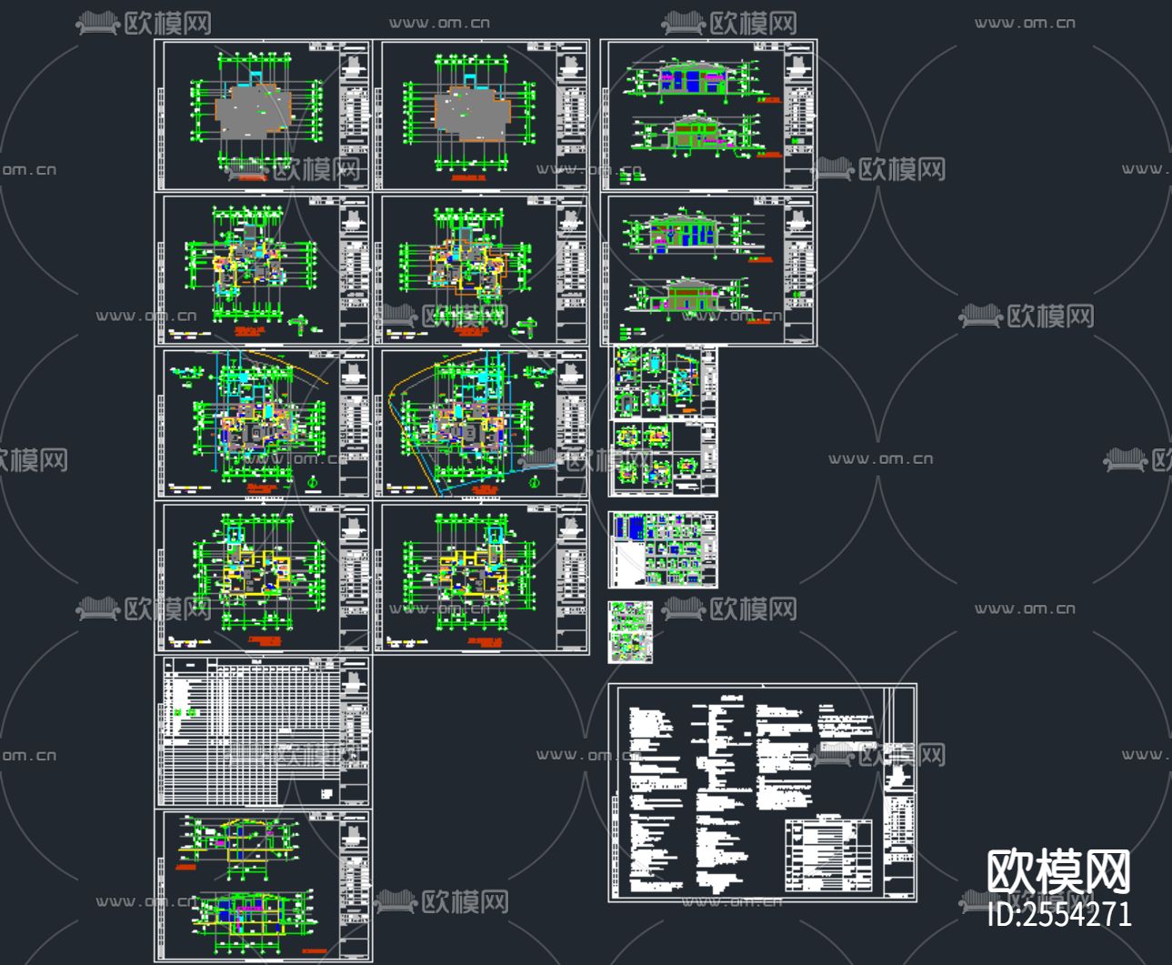 五套别墅建筑结构水暖电CAD施工图下载（渲染图2）