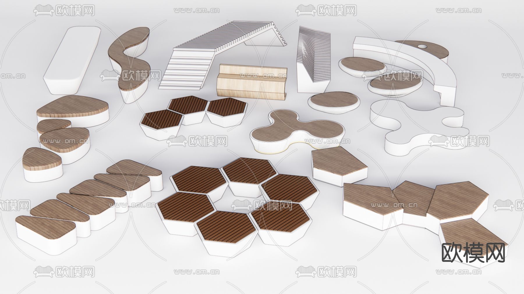 公共座椅 景观座椅su模型下载（渲染图1）