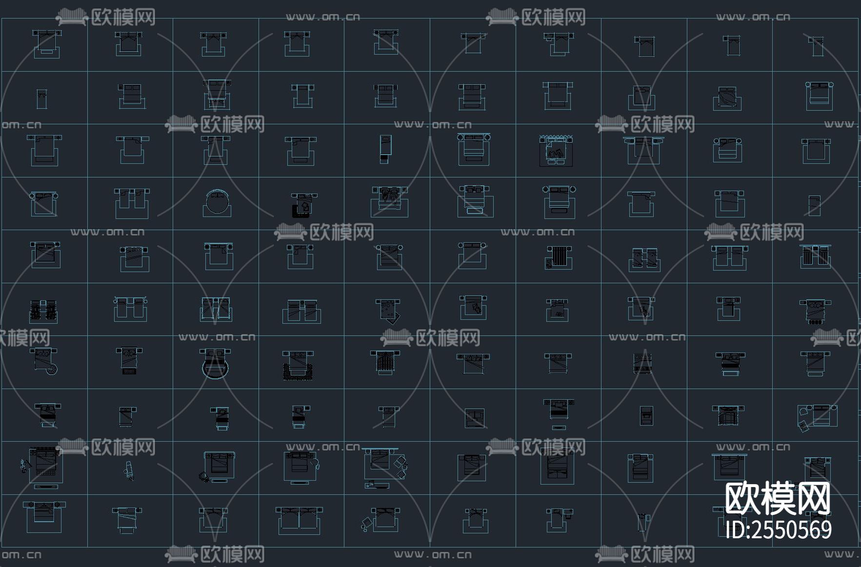 1000款床具CAD施工图下载（渲染图3）