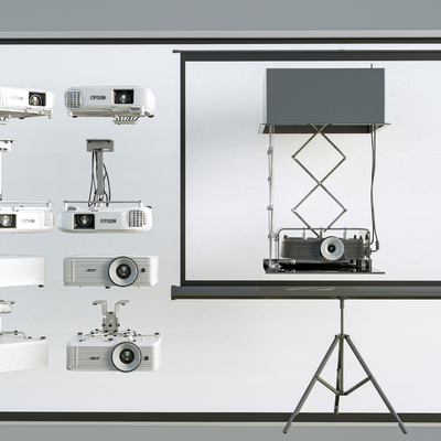  投影仪 投影幕布su模型 