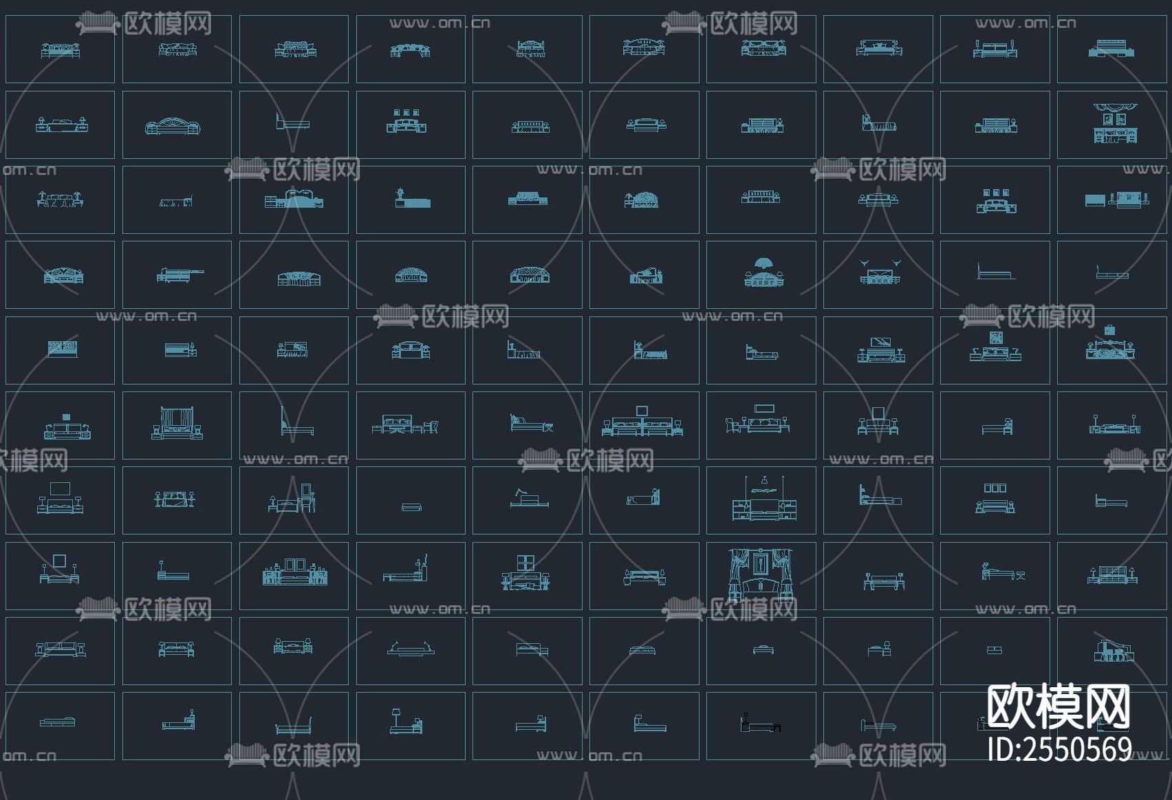 1000款床具CAD施工图下载（渲染图8）