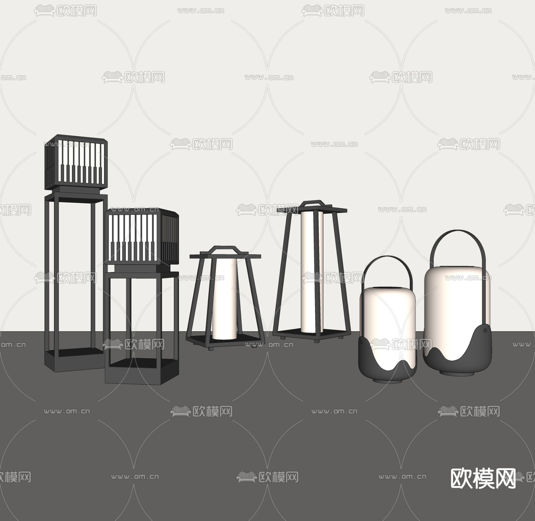 中式庭院灯 户外灯 草坪灯su模型下载（渲染图2）