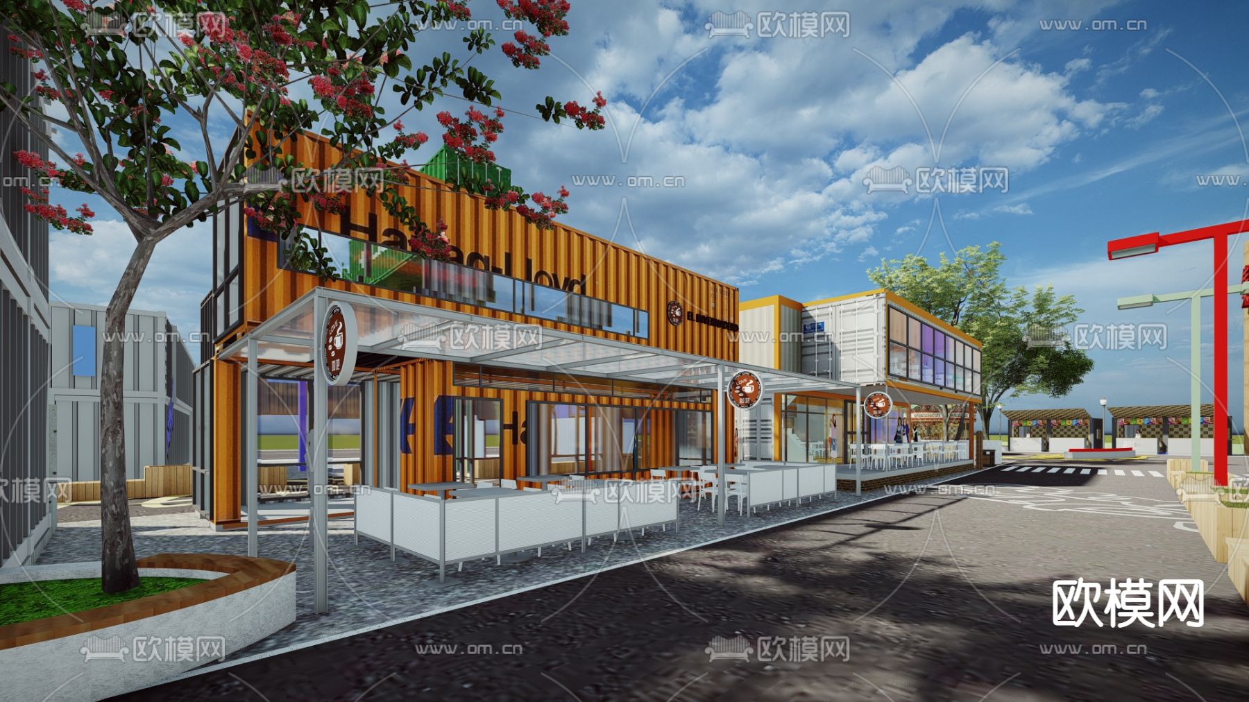 工业风咖啡吧 旋转木马su模型下载（渲染图2）