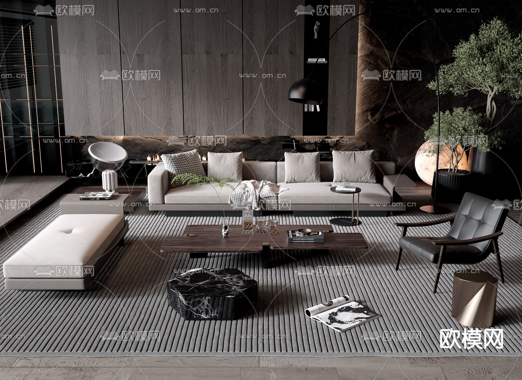 Minotti 组合沙发su模型下载（渲染图1）