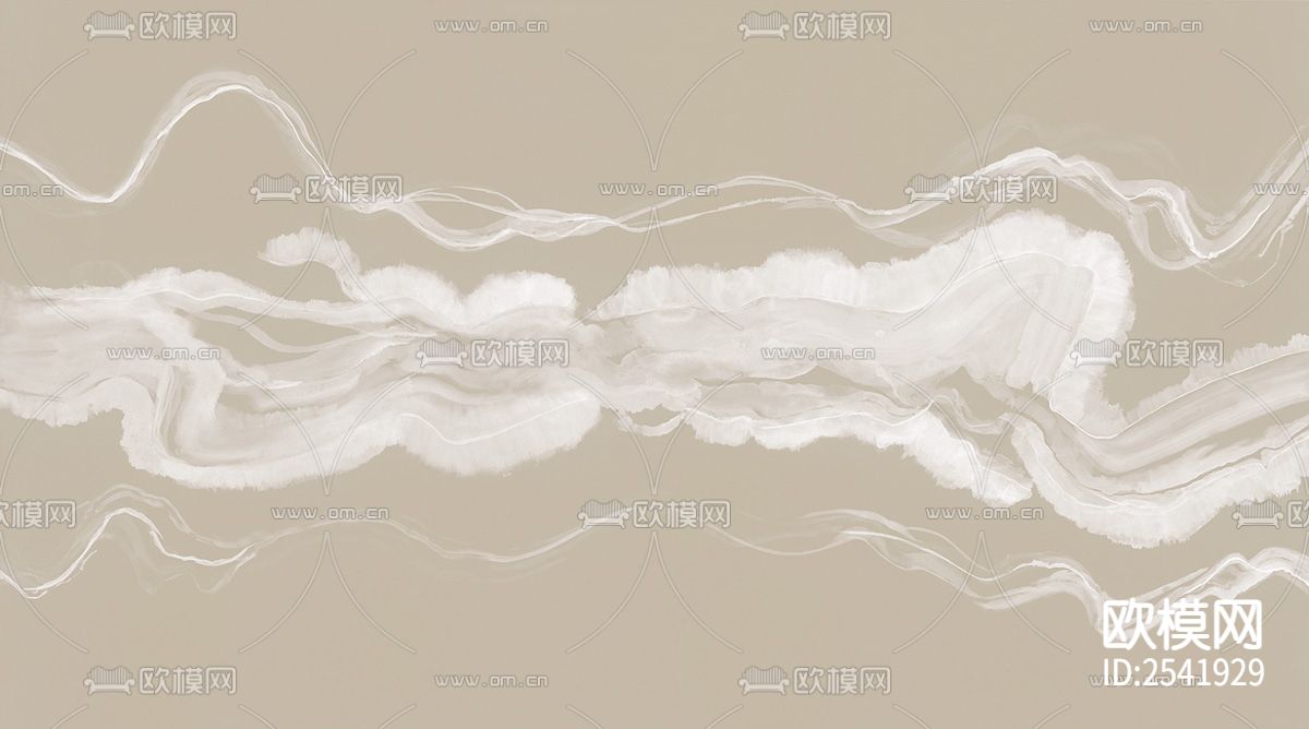 新中式 烟雾 水墨 抽象 黑白 壁画下载（渲染图5）