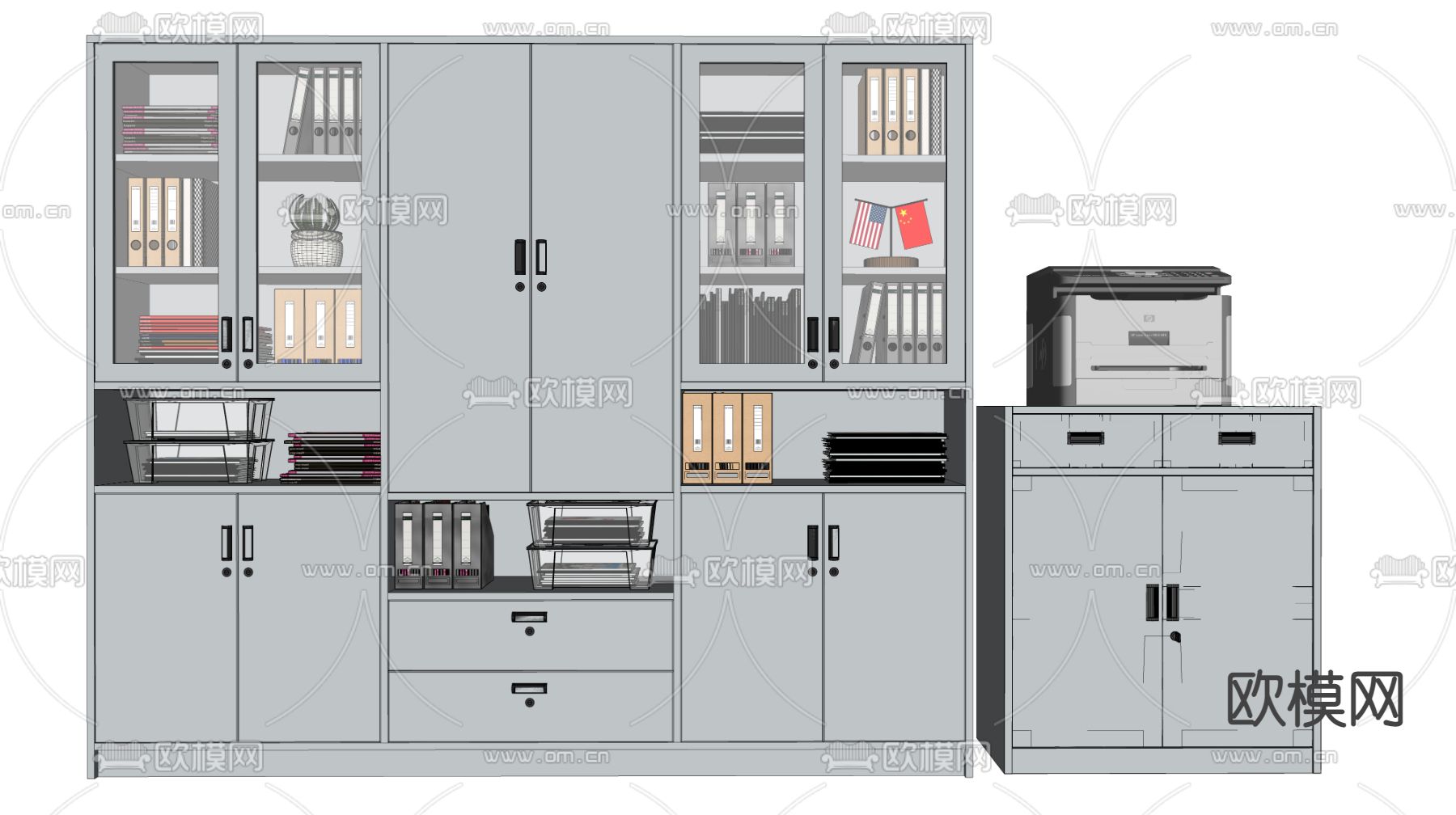 文件柜 档案柜 办公柜su模型下载（渲染图3）