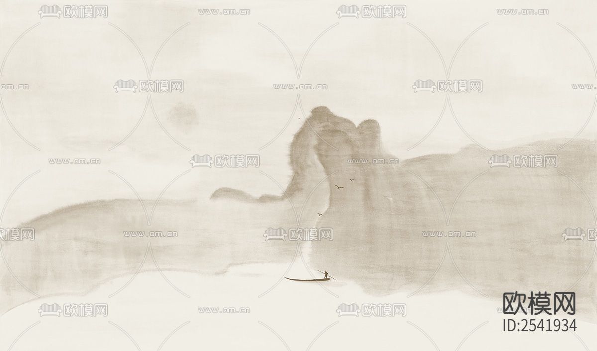 新中式山水壁画下载（渲染图5）