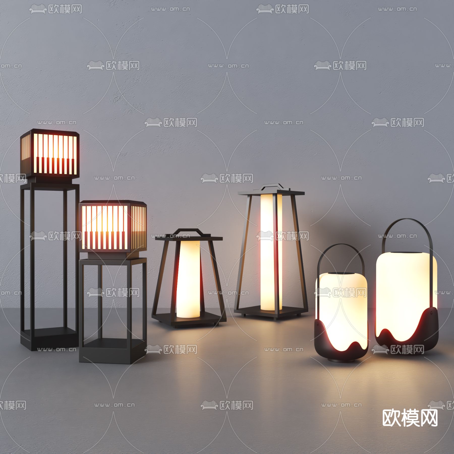 中式庭院灯 户外灯 草坪灯su模型下载（渲染图1）