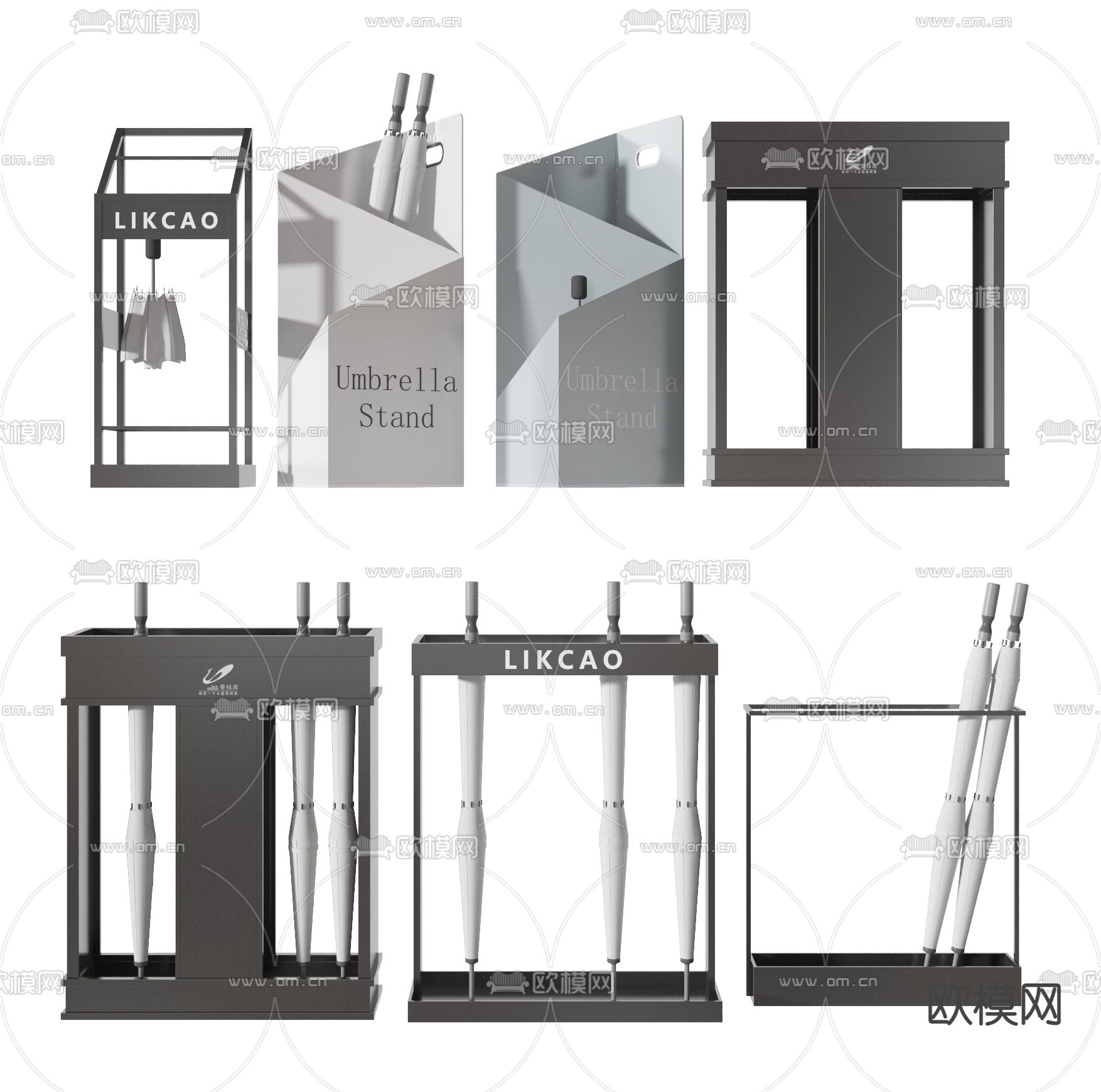 共享雨伞 雨伞架su模型下载（渲染图1）