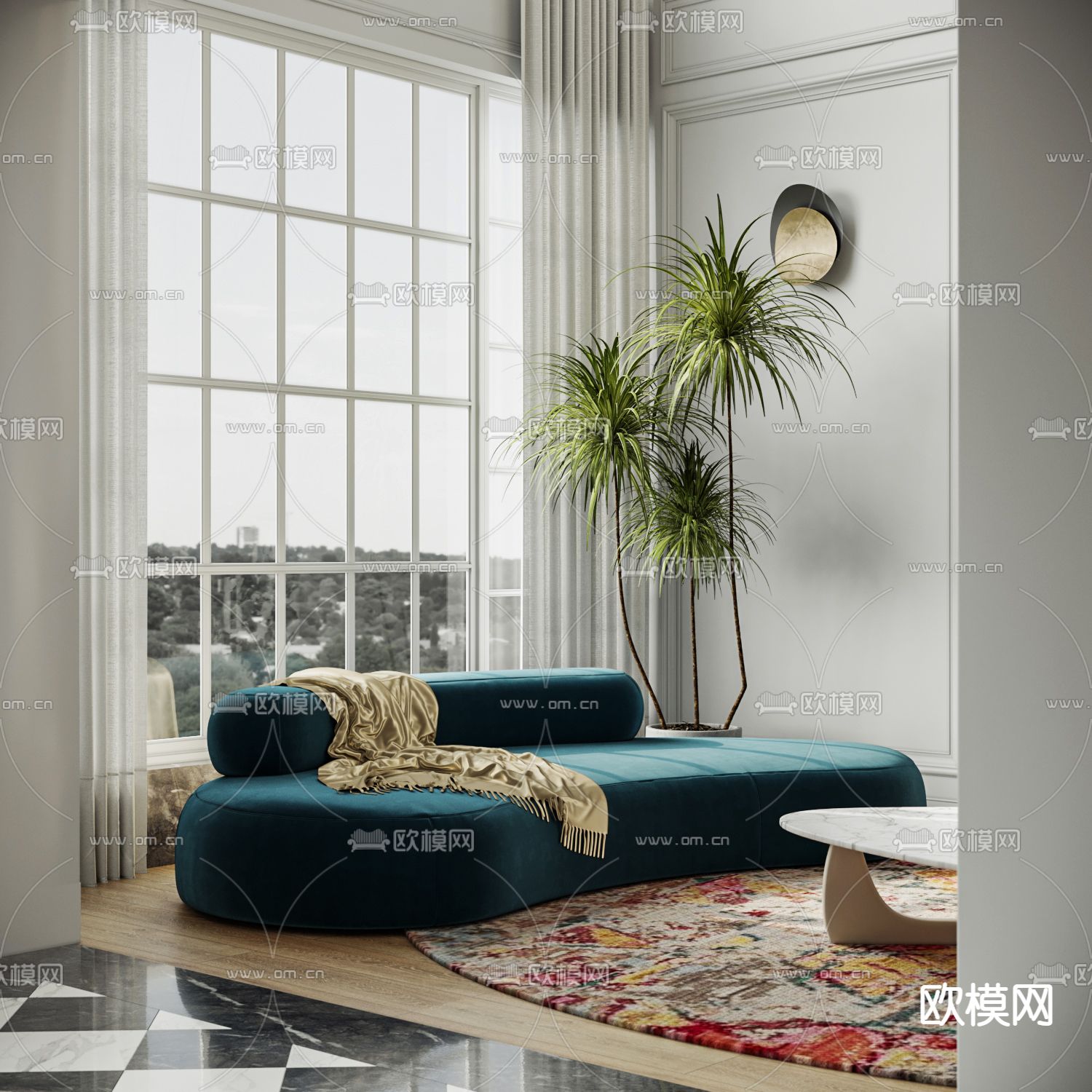 欧式别墅客厅3d模型