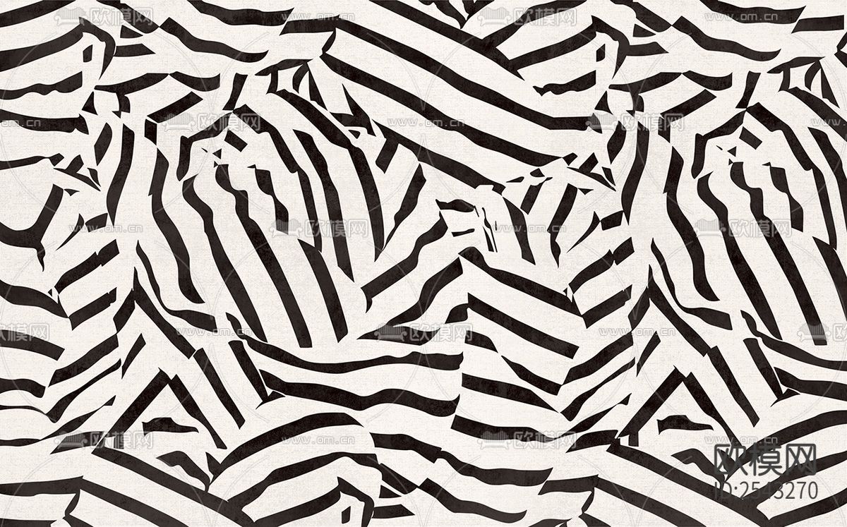 黑白 线条 斑马 壁画下载（渲染图2）