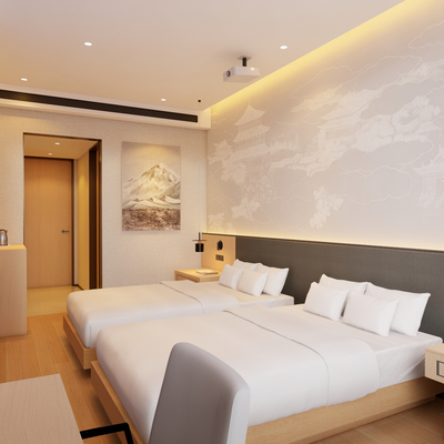  现代酒店客房su模型 