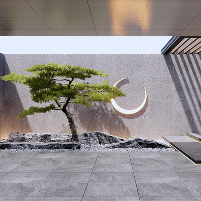  松树造景 室内造景su模型 