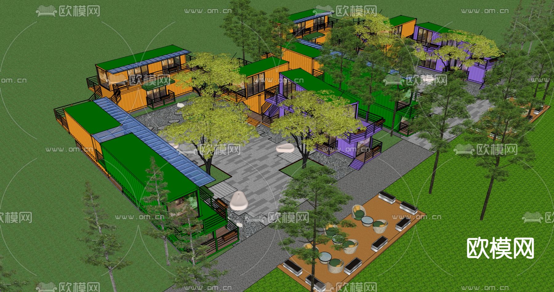 工业风集装箱外观su模型下载（渲染图4）