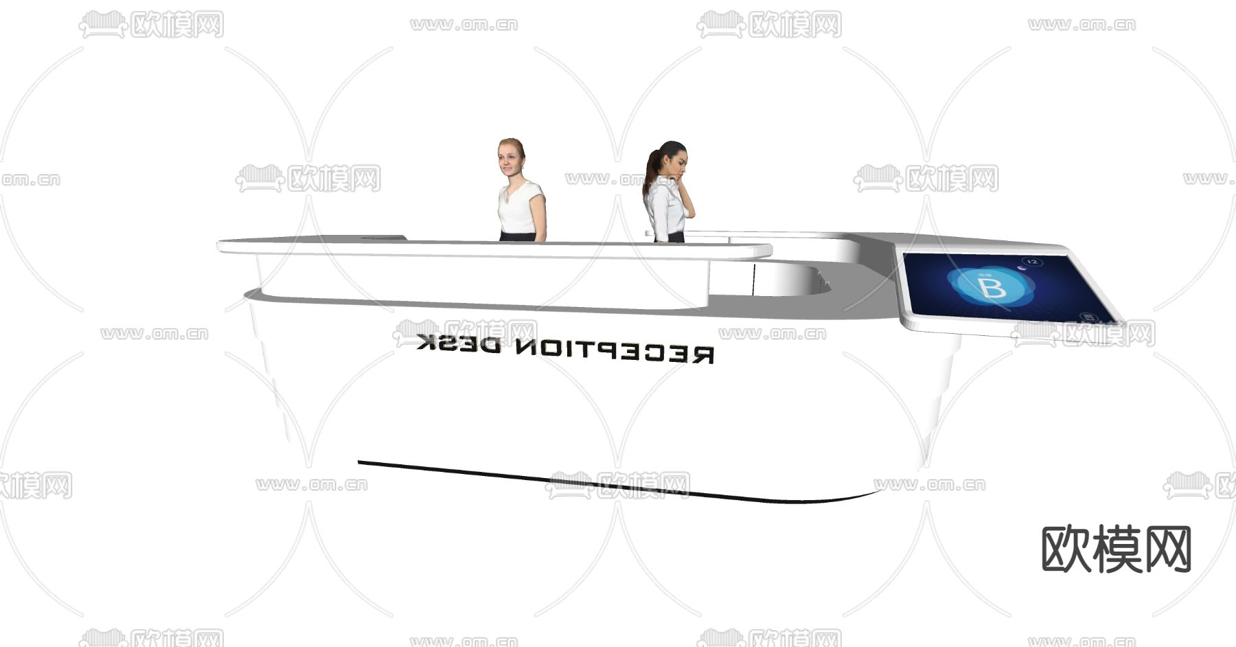 办公前台 接待台su模型下载（渲染图2）