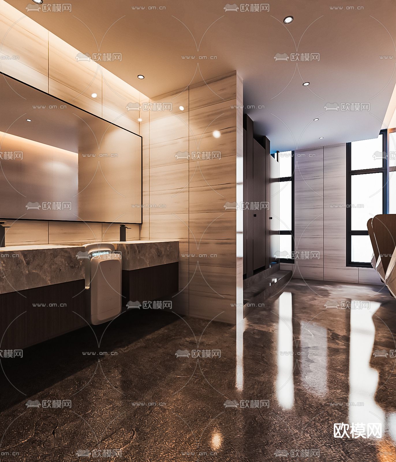 公共卫生间su模型下载