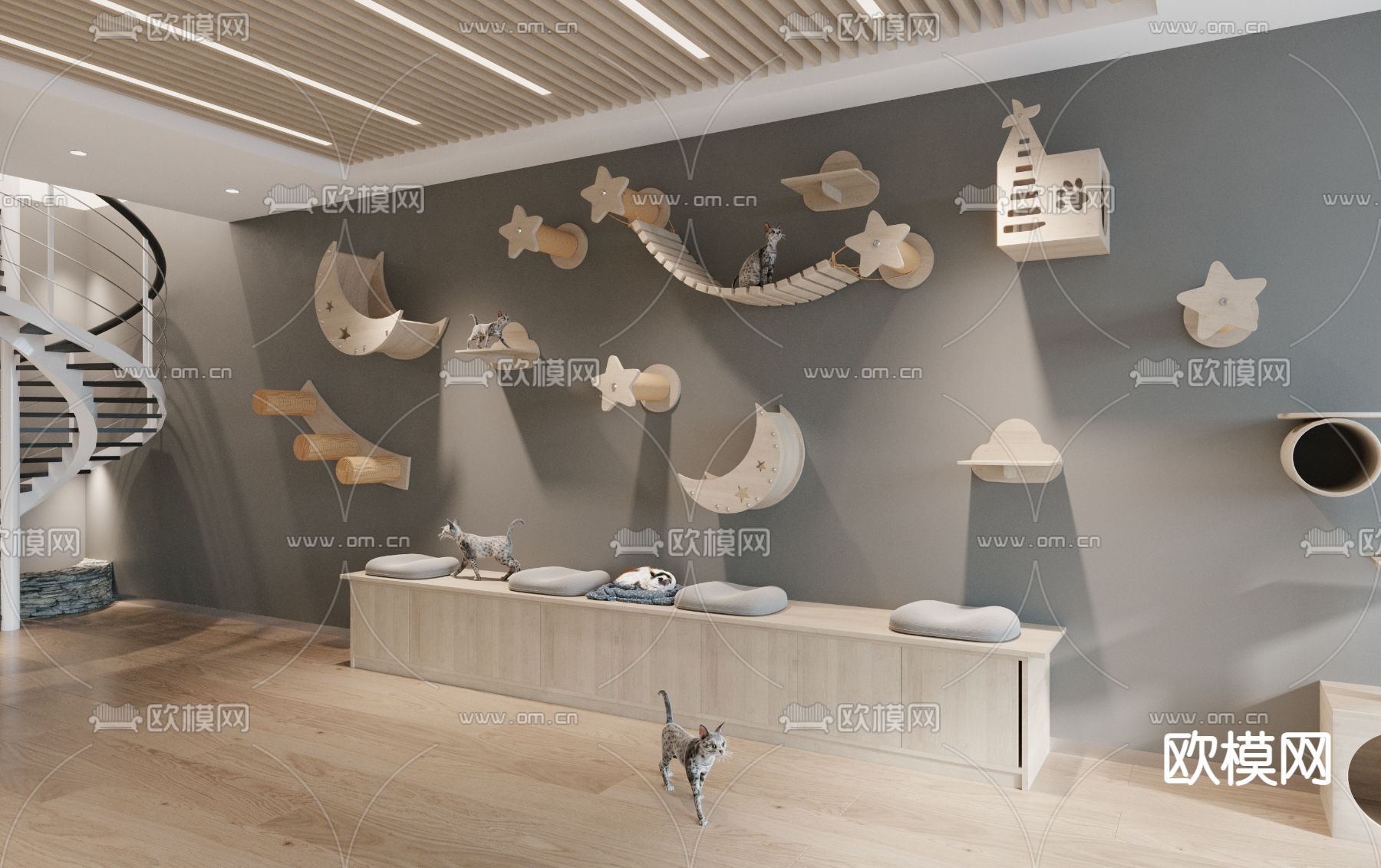 猫爬架3d模型下载（渲染图2）