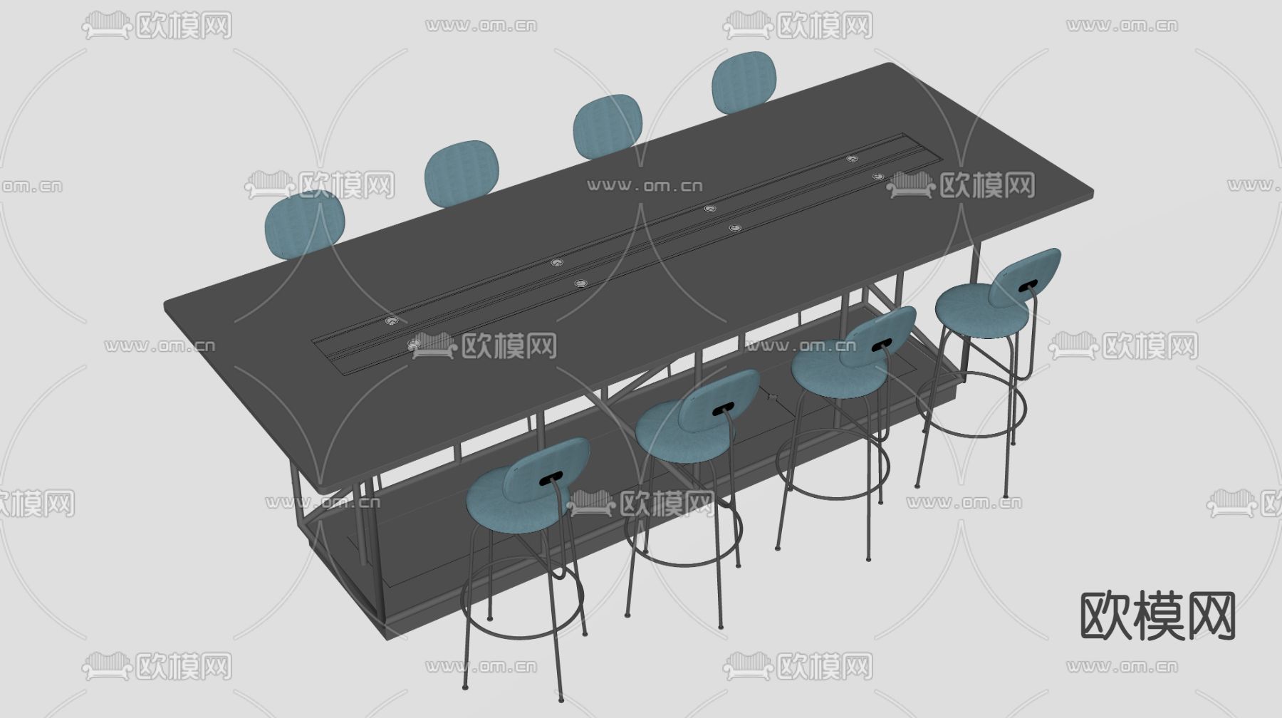 吧台桌椅su模型下载（渲染图2）
