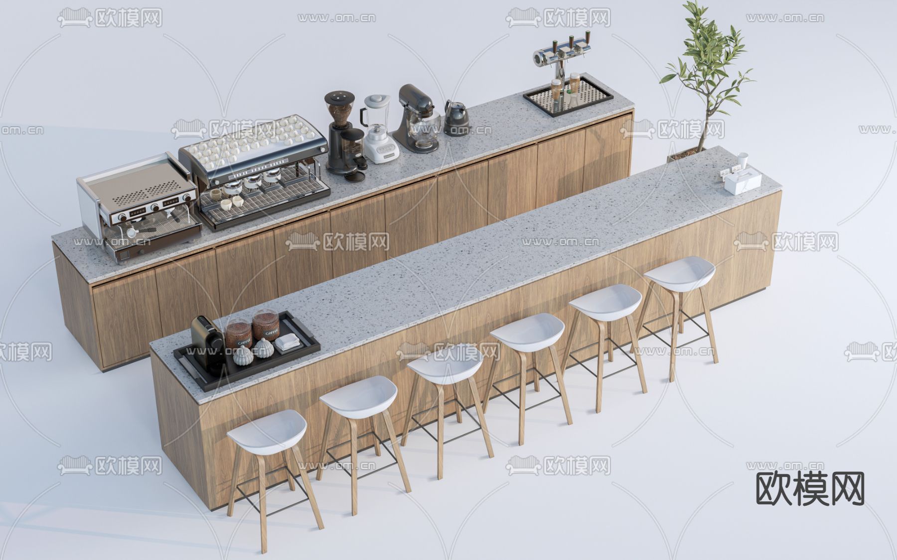 吧台桌椅su模型下载（渲染图1）