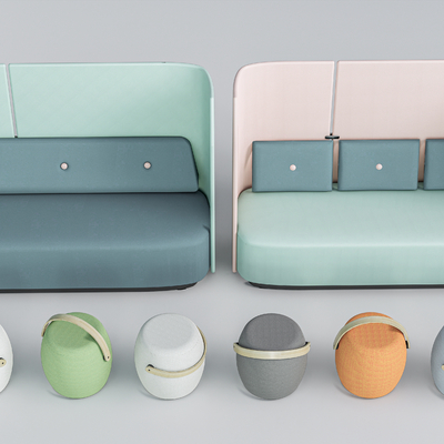  卡座沙发 休闲沙发su模型 