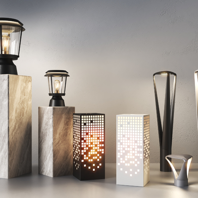  户外灯 草坪灯 庭院灯su模型 