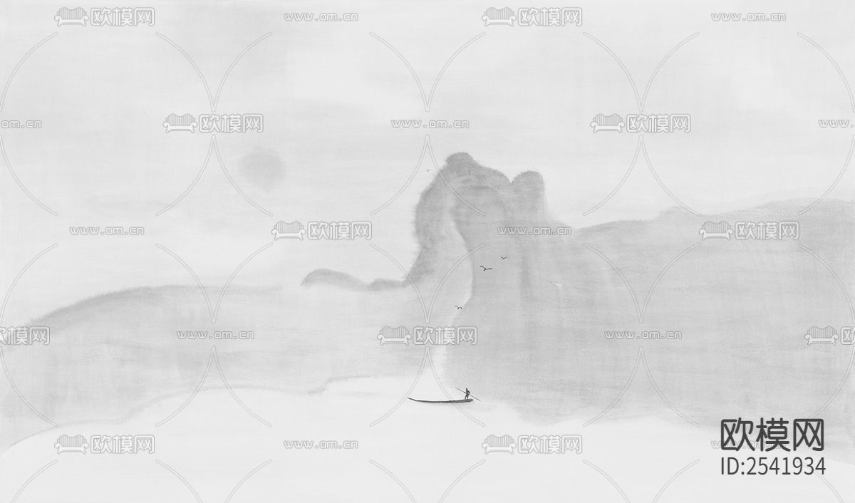 新中式山水壁画下载（渲染图6）