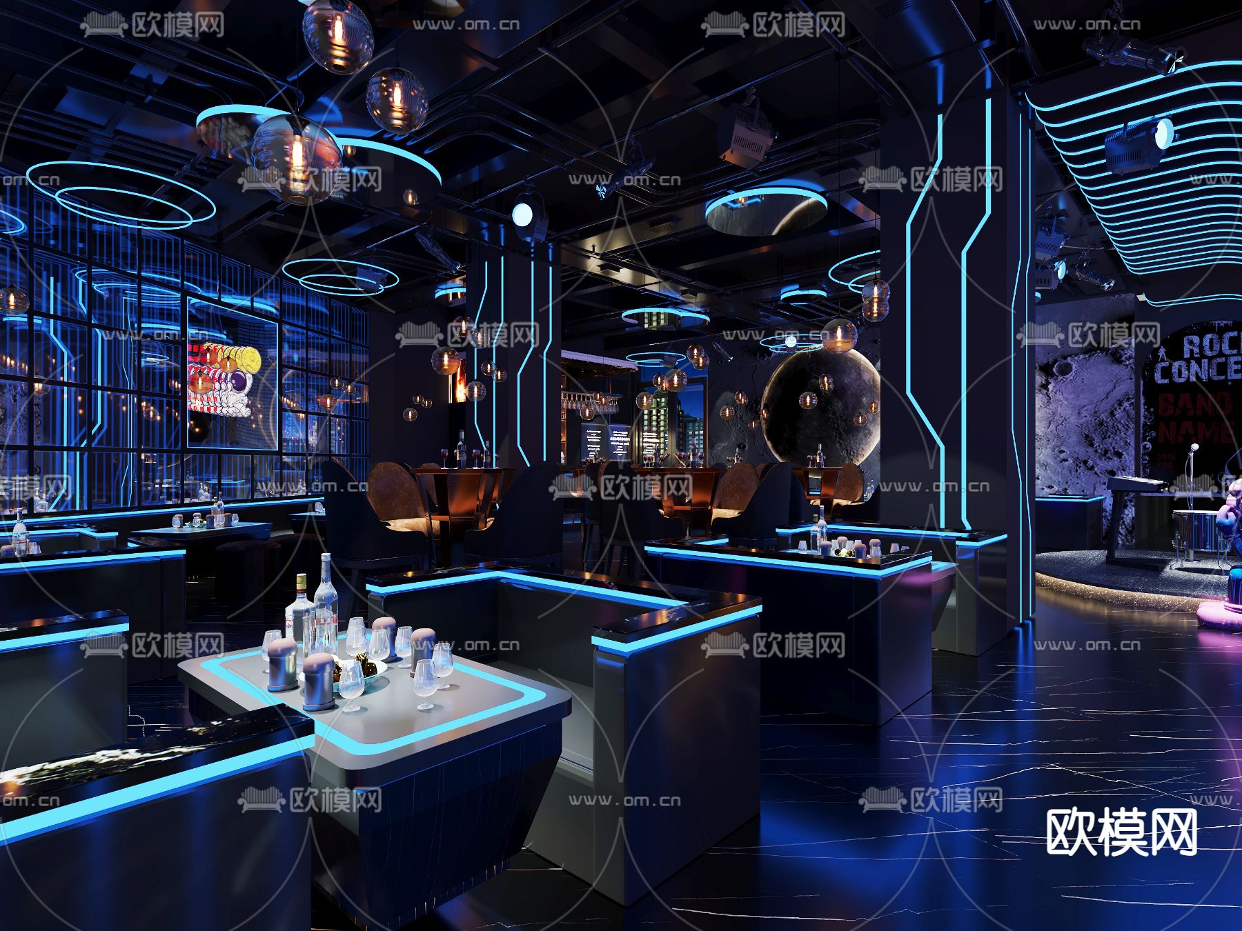 现代酒吧3d模型下载_ID14005051_3dmax免费模型-欧模网