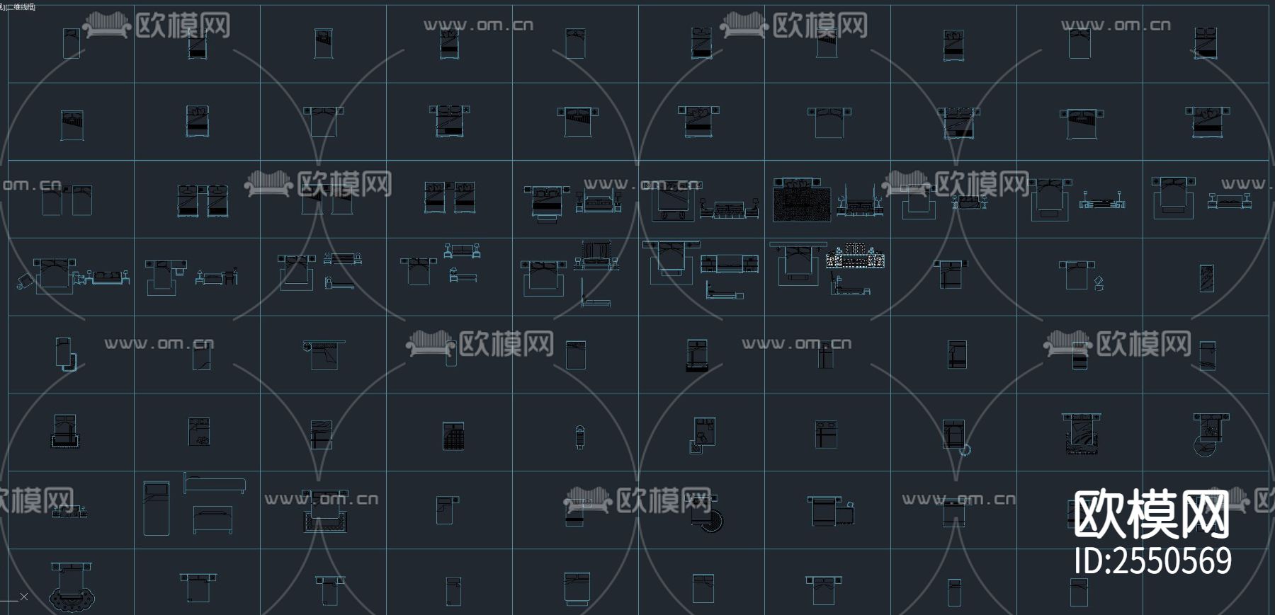 1000款床具CAD施工图下载（渲染图2）