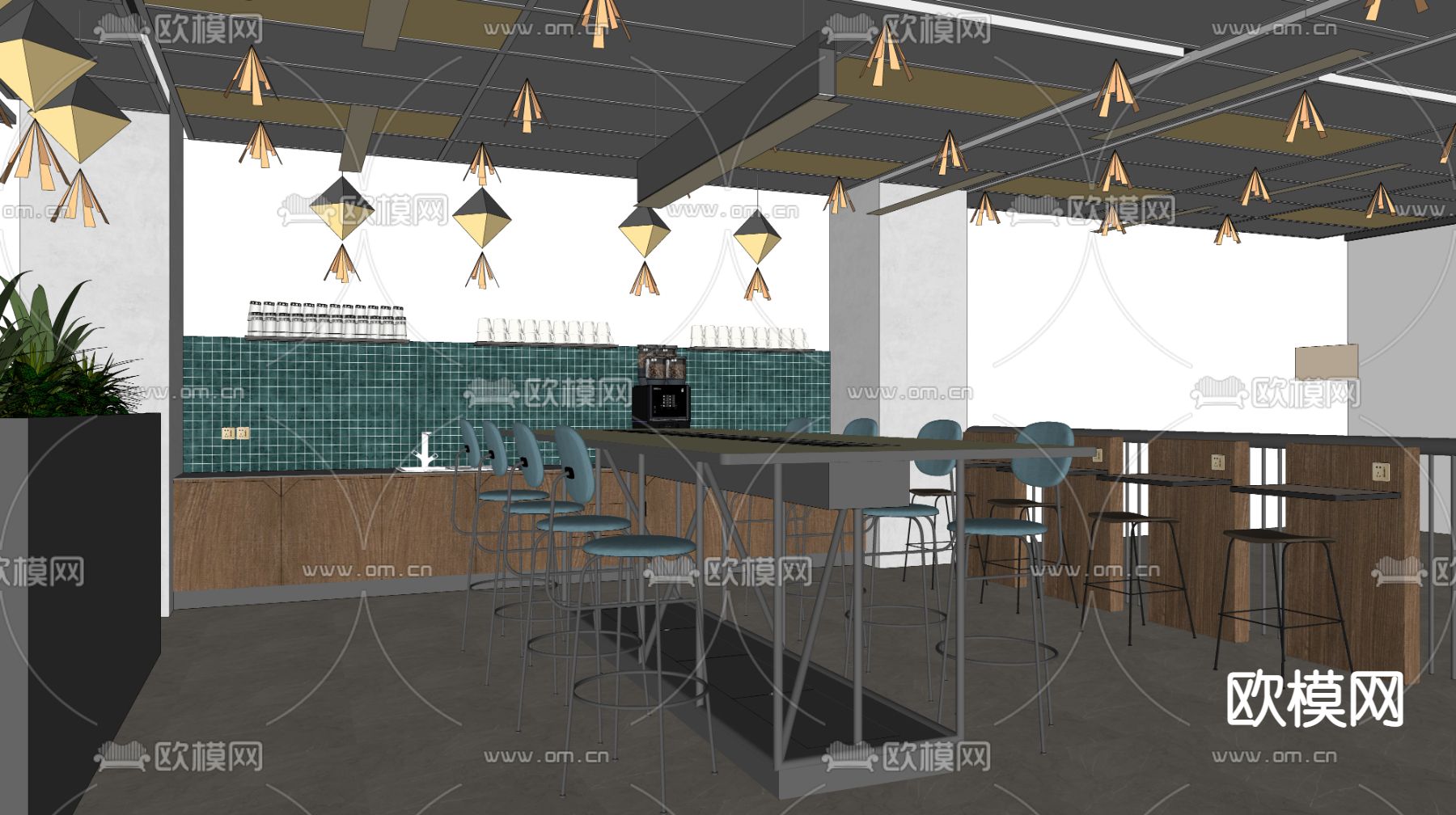 咖啡厅su模型下载（渲染图2）