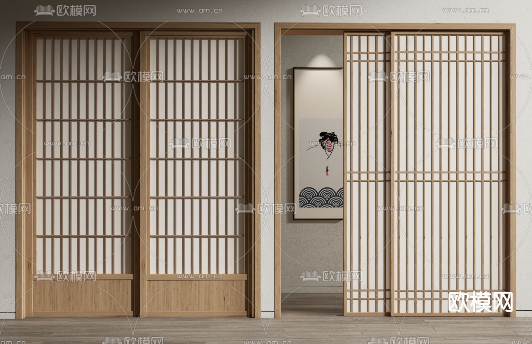 日式木门 推拉门 平开门 移门su模型下载_ID10000066_sketchup模型下载-欧模网