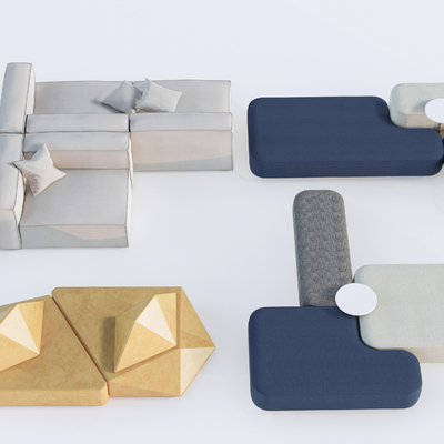  卡座沙发 休闲沙发su模型 