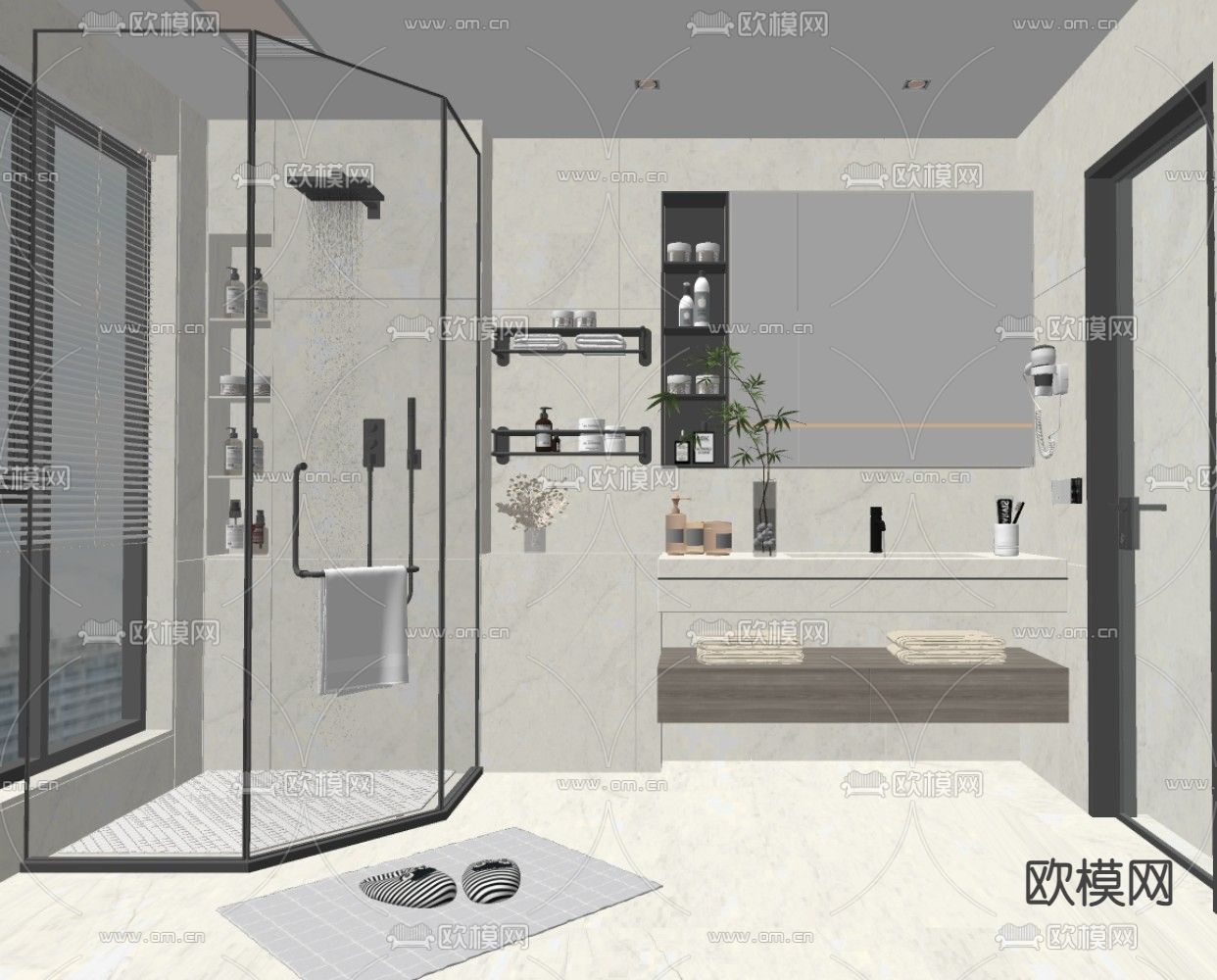 现代卫生间 浴室su模型下载（渲染图2）